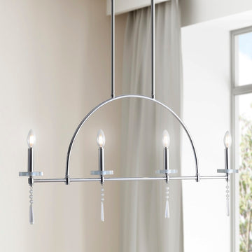 Doris 41" Linear Metal/Crystal LED Pendant - JONATHAN Y